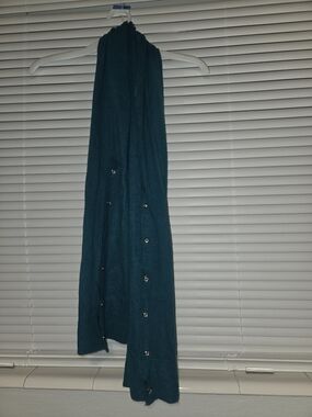 Teal Button-Accent Knit Scarf - Women's Accessory